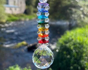 Chakra Crystal Suncatcher, Rainbow Prism Window Decor