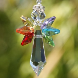 Guardian Angel Suncatcher Prism Sun Catcher Crystal, Rearview Mirror Hanging Window Ornament Rainbow Maker House Warming New Home Gift