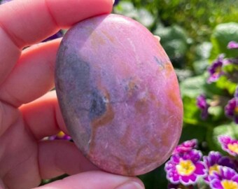 Rhodonite Palm stone Natural Gemstone Healing Crystal Pocket Stone