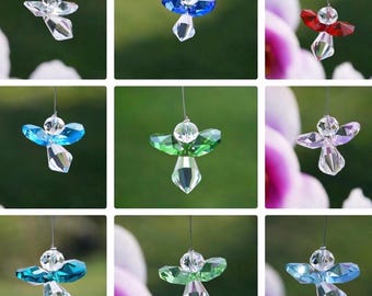 Anjo da Guarda com Pedra Natalícia, Apanhador de Sol de Cristal em Forma de Anjo, Presente Memorial, Presente de Condolências, Presente para Demonstrar Carinho, Enfeite de Anjo, Presente de Aniversário