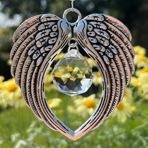 Angel Wings Suncatcher Crystal, Guardian Angel Sun Catcher, Rainbow Maker Prism, Window Sympathy Keepsake Ornament, In loving Memory Gift