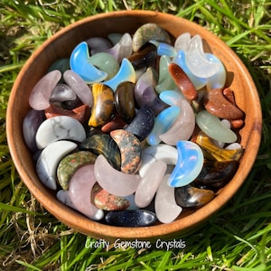 Mini Crystal Moon Natural Gemstone Pocket Stone Small Little Tiny Cute Gem