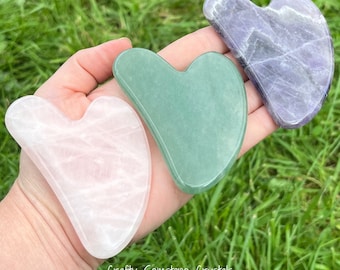 Gua Sha Facial Crystal Massage Stone Rose Quartz Amethyst Fluorite Aventurine