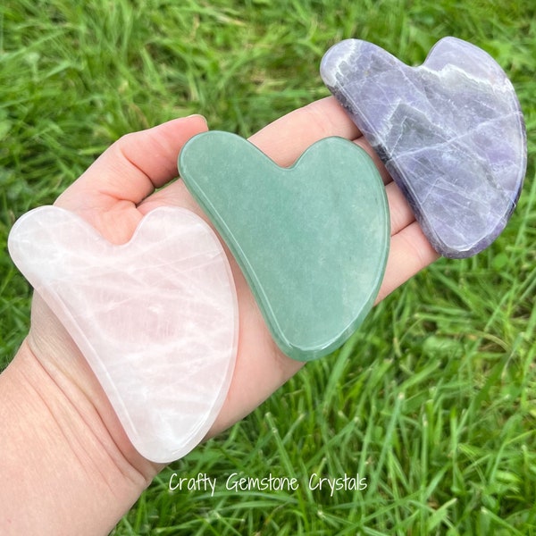 Pierre de massage en cristal pour le visage Gua Sha Quartz rose Améthyste Fluorite Aventurine