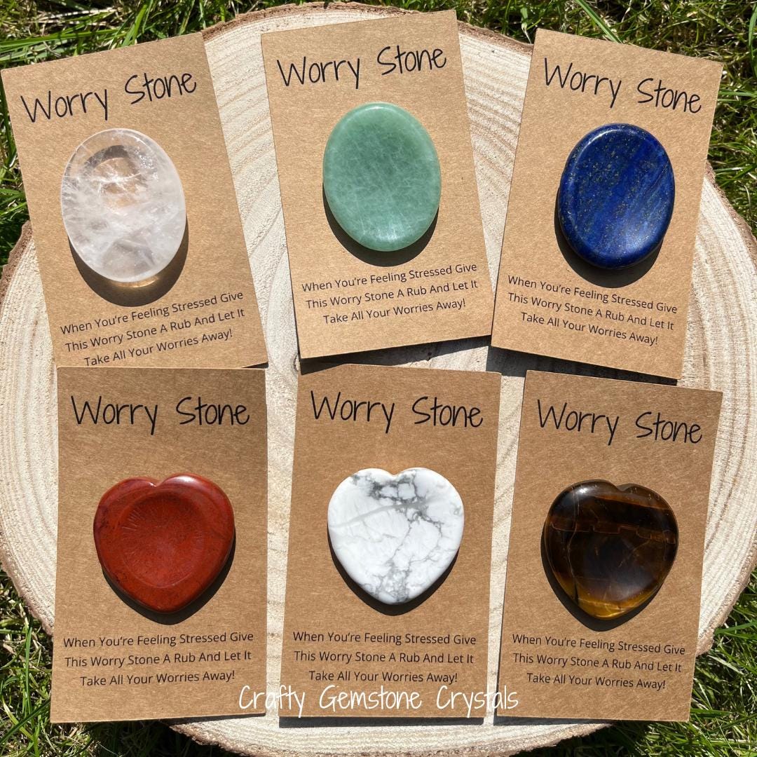 Worry Stone Crystal Pocket Stone Gemstone Fidget Anxiety, Stress, ADHD Comfort, Mental Health, Happiness, Support Positive Gift Card Message