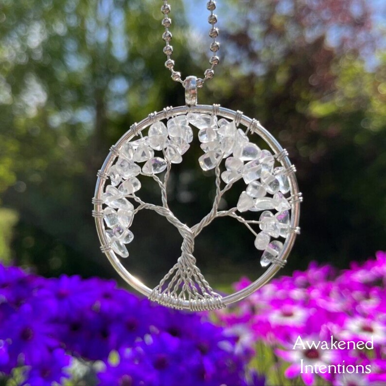 Clear Quartz Tree of Life Car Charm, Spiritual Healing Gift image 5