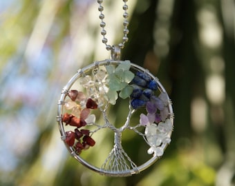 Gemstone Tree of life Crystal Rear View Mirror Charm Car Hanging New Driver Gift