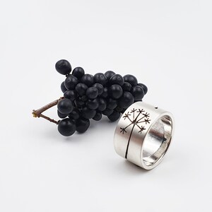Silver ring with dandelion