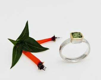 Ring with tourmaline in gold setting