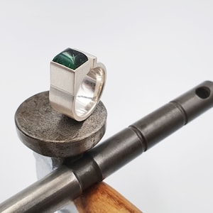 Silver ring with green tourmaline