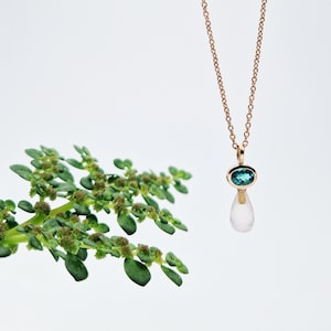 Pendant with tourmaline and rose quartz