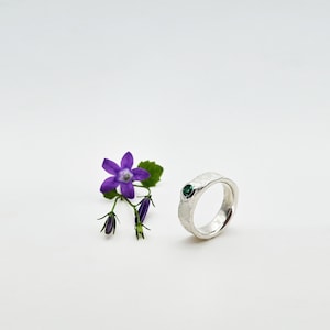Silver ring with green tourmaline
