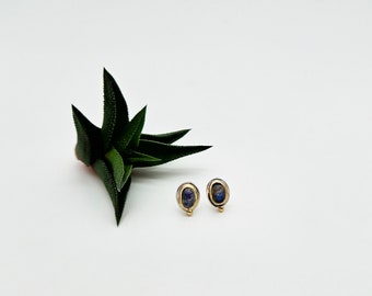 Earrings with fine gold and moonstone