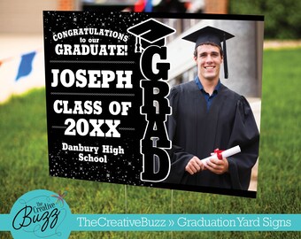 Graduation Sign,Personalize,Customize with Name and Photo,Celebrate,Elementary,High School,Trade School,College,Graduate