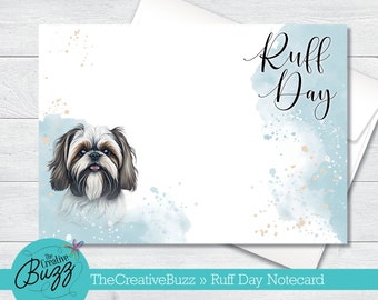 Watercolor Dog Set | 'Ruff Day' Shih Tzu | Note Cards & Envelopes