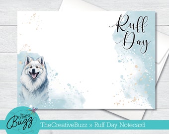 Watercolor Dog Set | 'Ruff Day' White Husky | Note Cards & Envelopes