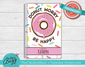 Personalized Pink Donut Spiral Bound Notebooks and Pads