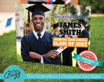 Graduation Sign,Personalize,Customize with Name and Photo,Celebrate,Elementary,High School,Trade School,College,Graduate
