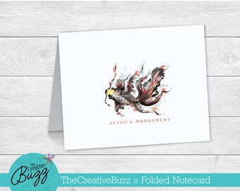 Nautical Stationery Set | Koi Fish Folded Note Cards | Addressing Option | Note Cards & Envelopes