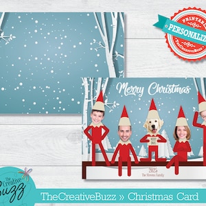Elf Yourself Merry Christmas Greeting Card with Personalized Message Option / Envelopes Included