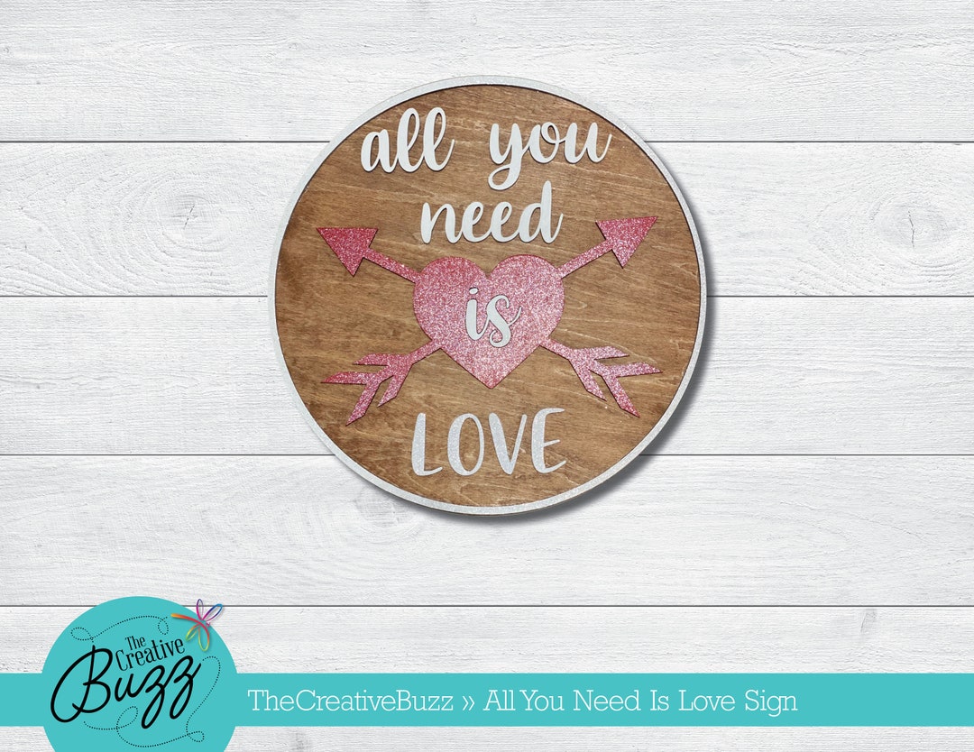 All You Need is Love Sign,hand Painted, Laser Cut, Wood Layered Sign ...