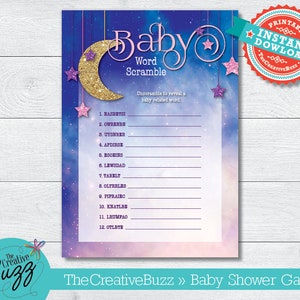 Twinkle Twinkle Little Star Pink Baby Shower Game: Word Scramble