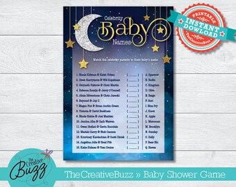 Twinkle Twinkle Little Star Blue Baby Shower Game: Celebrity Baby Names!
