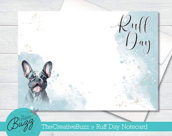 Watercolor Dog Set | 'Ruff Day' French Bulldog | Note Cards & Envelopes