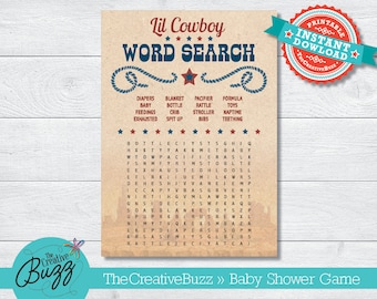 Cowboy Baby Shower Game: Word Search