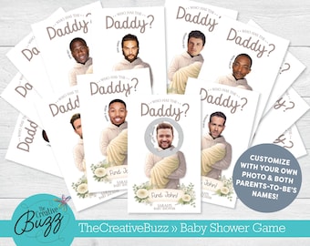 PRINTED Personalized Celebrity Who Has the Daddy Scratch Off Game | Baby Shower Game