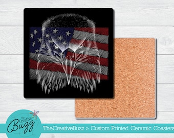 Eagle & Flag Coasters,Barware,Birthday Gift,New Home,Mother's Day,Father's Day,America,4th of July,Memorial Day,Man Cave,Patriot,USA