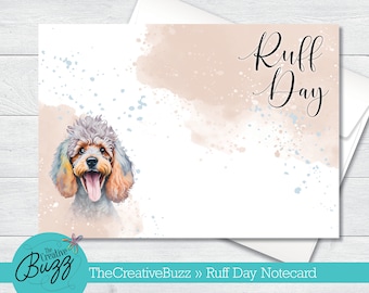 Watercolor Dog Set | 'Ruff Day' Poodle | Note Cards & Envelopes