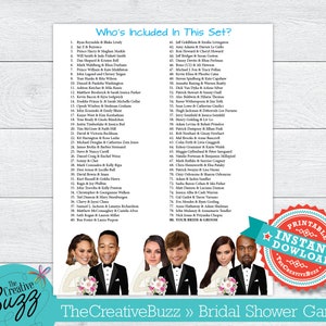 Celebrity Who Has the Groom Bride Couple Bridal Shower Game 80 Total