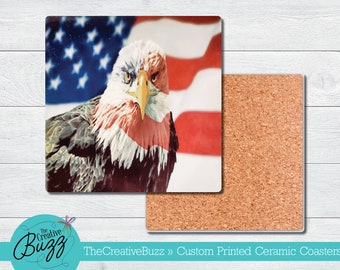 Eagle & Flag Coasters,Barware,Birthday Gift,New Home,Mother's Day,Father's Day,America,4th of July,Memorial Day,Man Cave,Patriot,USA