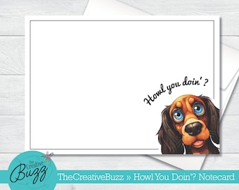 Dog Set | 'Howl You Doing?' Spaniel | Note Cards & Envelopes