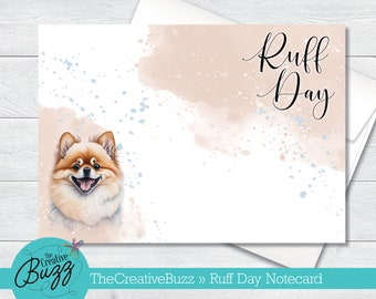 Watercolor Dog Set | 'Ruff Day' Pomeranian | Note Cards & Envelopes