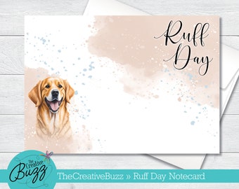 Watercolor Dog Set | 'Ruff Day' Golden Retriever | Note Cards & Envelopes
