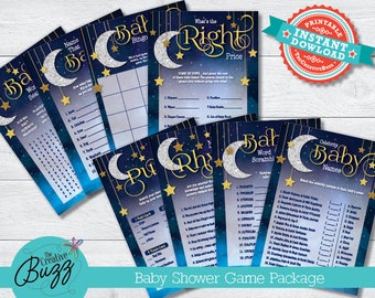Twinkle Twinkle Little Star Blue Baby Shower Games: Package Bundle