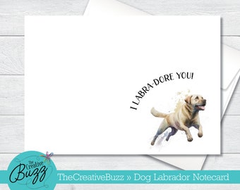 Watercolor Dog Set | Running Yellow Labrador | Note Cards & Envelopes