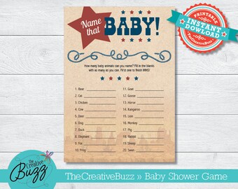 Cowboy Baby Shower Match Game: Name That Baby Animal!