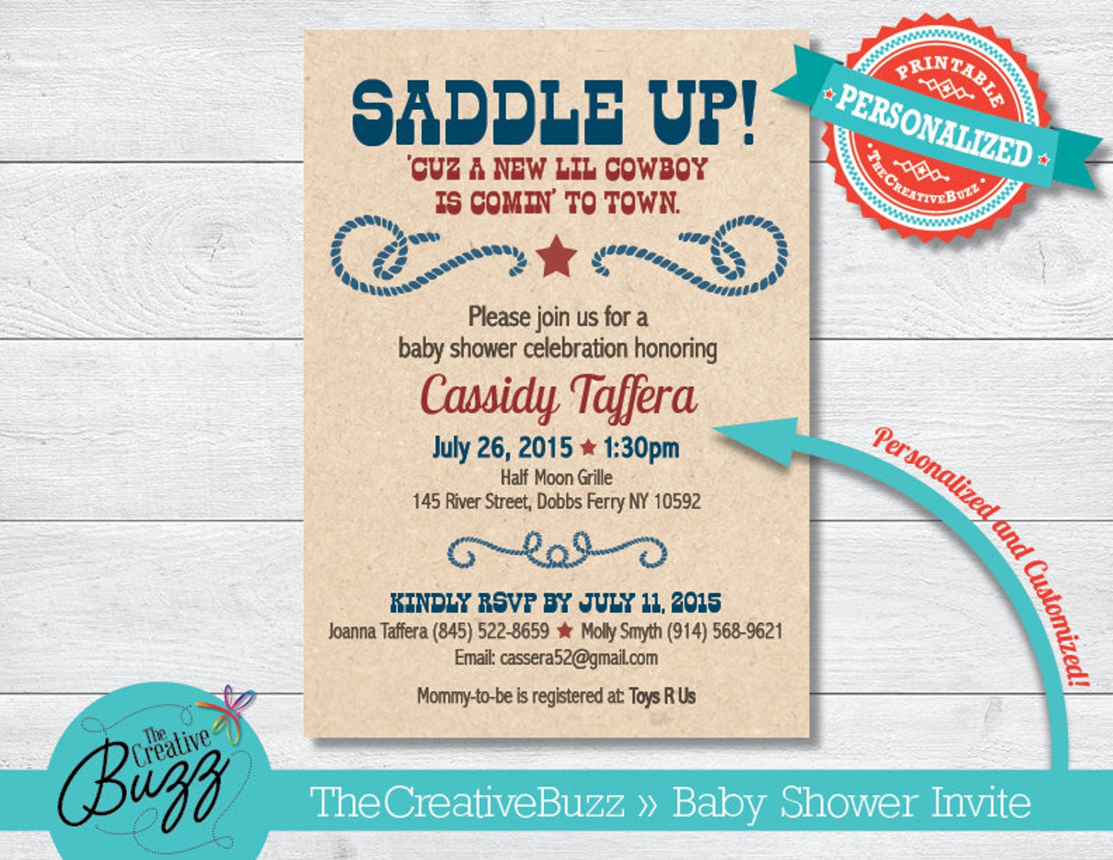 Cowboy Baby Shower Invitation Etsy