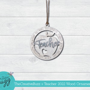 Teacher 2022 Gift Personalized Name Christmas Ornament Apple,Name Ornament Wood,Personalized Name Apple,Wooden Ornaments, Engraved Ornaments