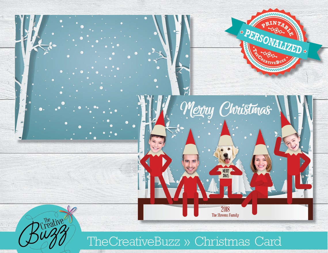 Elf Yourself Merry Christmas Greeting Card With Personalized - Etsy