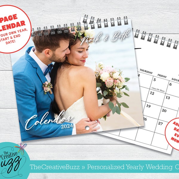 Custom Designed Photo Wall Calendar, Personalized for you, Momento Calendar, Wedding Calendar