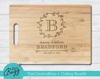 Custom Cutting Board w/Etched Monogram,Family,Wedding,Bride,Chef,Mother's Day,Father's Day,Kitchen,Housewarming,Gift,Tray