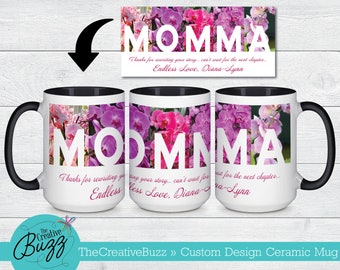 Thank You Momma,Mother's Day Mug,Custom Coffee Mug,Birthday Gift,Kids for Mom,New Parent,Holiday,Picture Mug with Name,Personalized