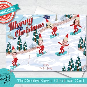 Elf Yourself Merry Christmas Greeting Card Version 8 With Personalized Message Option / Envelopes Included