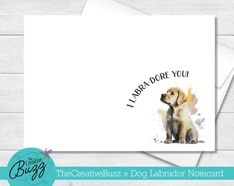 Watercolor Dog Set | Yellow Labrador Puppy | Note Cards & Envelopes