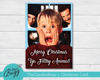 Home Alone Christmas Greeting Card With Personalized Holiday Message  / Envelopes Included