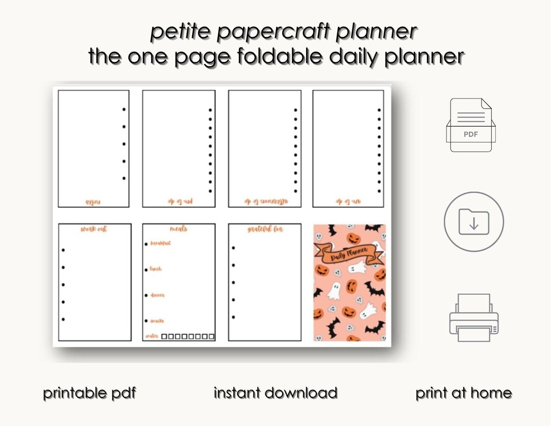 Halloween One Page Foldable Daily Planner Printable - Etsy